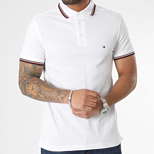 Polo Manches Courtes 1985 RWB Tipped Slim 0750 Blanc