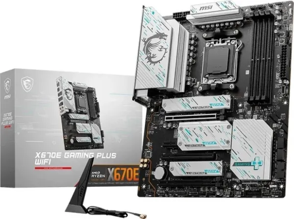 MSI X670E GAMING PLUS WIFI - Bundkort - ATX - Socket AM5 - AMD X670E Chipset - USB-C Gen 2x2, USB-C 3.2 Gen2, USB 3.2 Gen 2, USB 3.2 Gen 1 - Wi-Fi 6, Bluetooth, 2.5 Gigabit LAN - onboard grafik (CPU påkrævet) - HD Audio (8-kanaler)