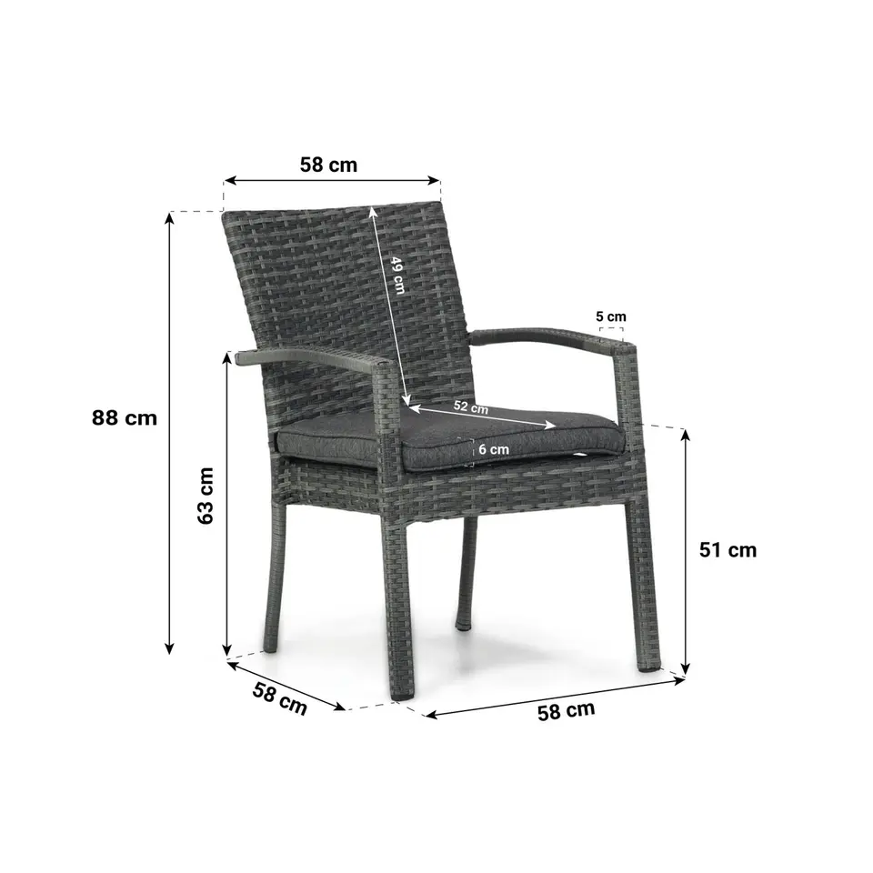 Tuinstoel Wicker Grijs-antraciet Domani Furniture Albergo