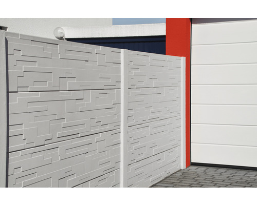 Betonnen schuttingpaneel standaard Tetris 200 x 38,5 x 3,5 cm grijs