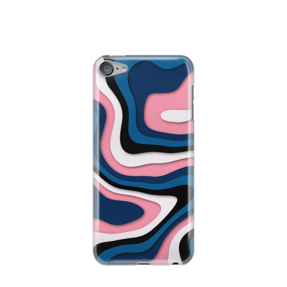 iPod Touch 7G Gummi Hülle Abstrakte Wellen 1 - Blau
