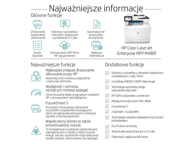 HP Color LaserJet Ent MFP M480f Printer