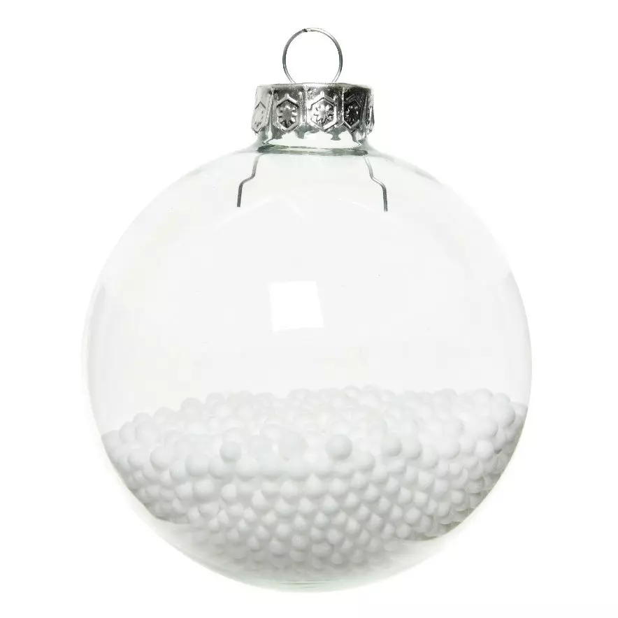 Lot de 4 boules de Noël en verre (D70 mm) Neige Transparent