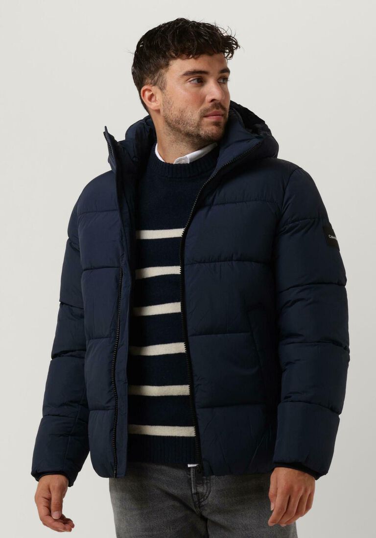 CALVIN KLEIN donkerblauwe calvin klein gewatteerde jas crinkle nylon puffer jacket