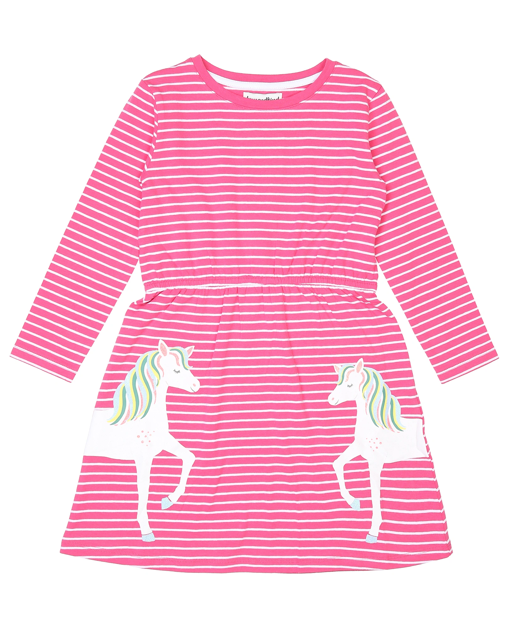 Langarmkleid REGENBOGEN MÄHNE gestreift in pink/we
