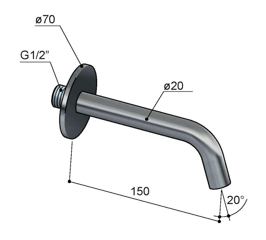 Hotbath Archie uitloop 15cm RVS
