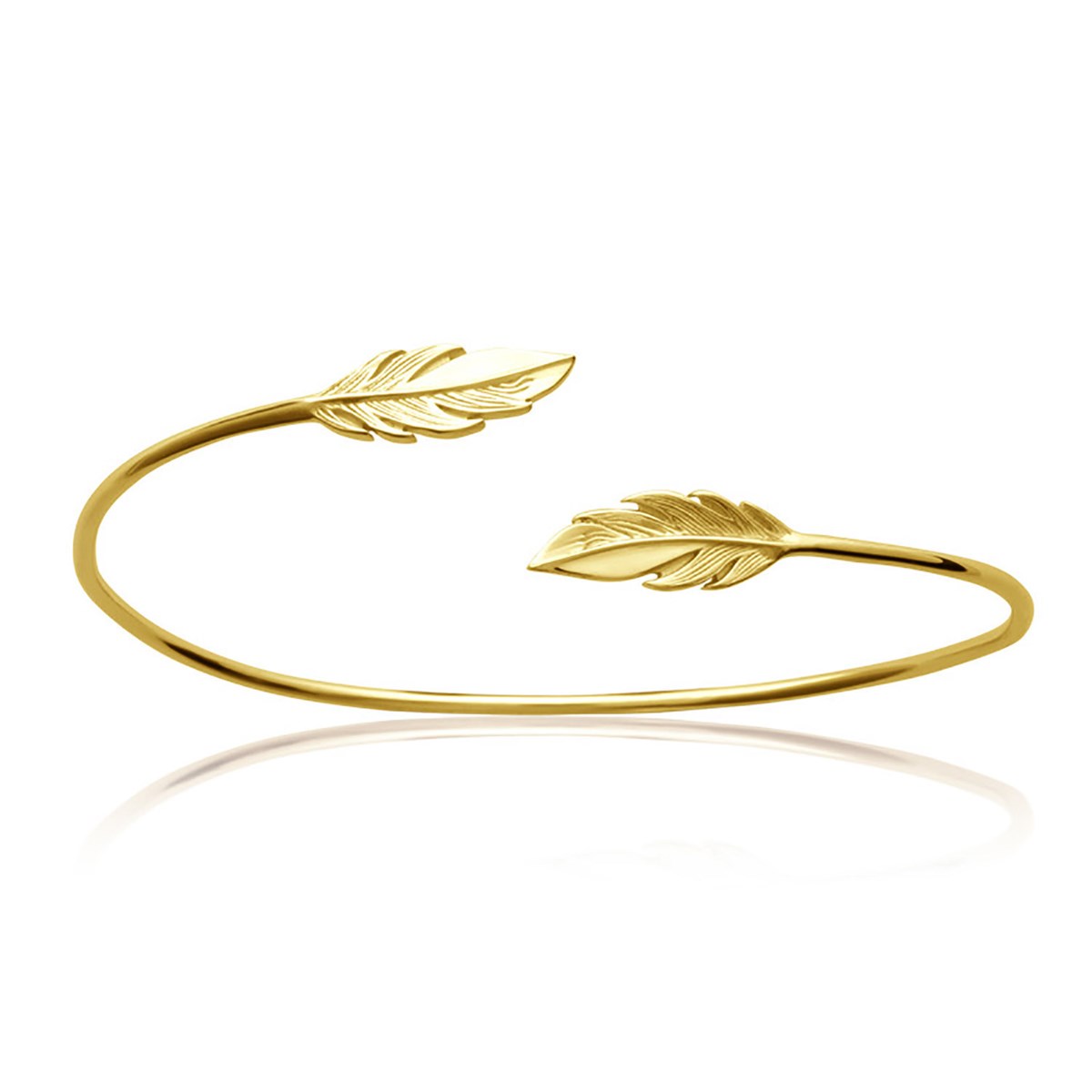 Bracelet jonc ouvert Brillaxis plumes dorées