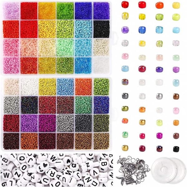 Seed / Rocailles Beads Kiera Kit - KREA DIY Smykkesett med forskjellige perler - 35000 stk