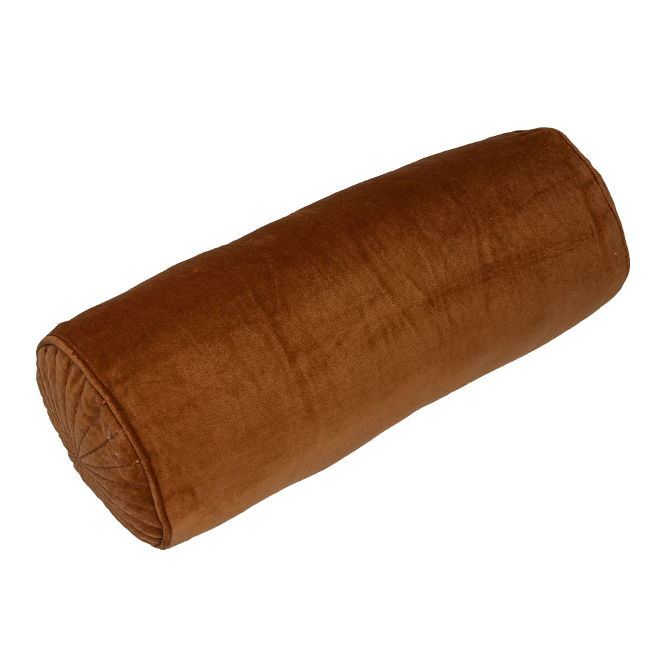Kussen velours Bolster cognac