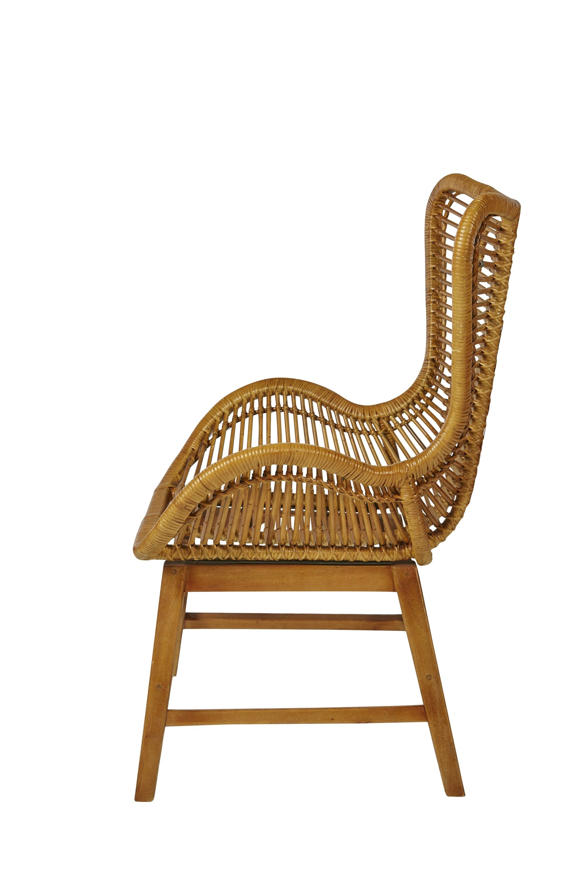 Sessel Rattan natur Relaxchair Relaxsessel Wohnzimmerstuhl Teakholz Stuhl