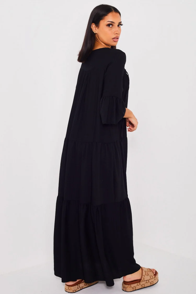 Robe longue évasée noire