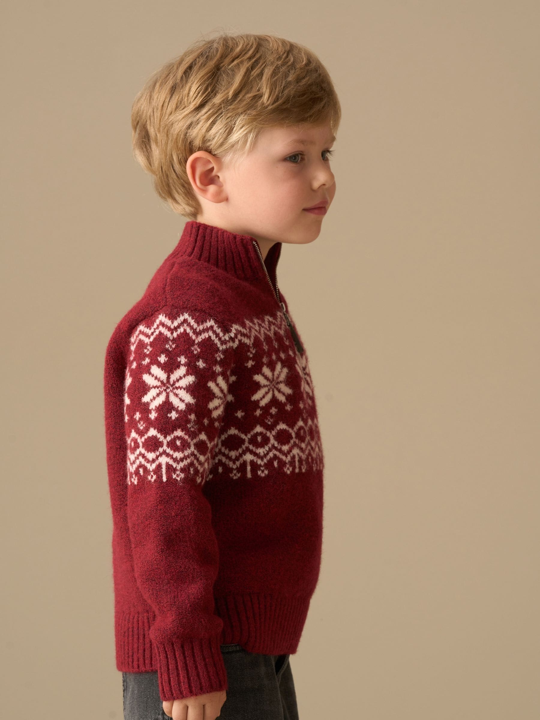 Rood - Angel & Rocket Oakley Fairisle trui met ritskraag