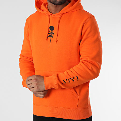 Sweat Capuche Chest Roses Orange Noir