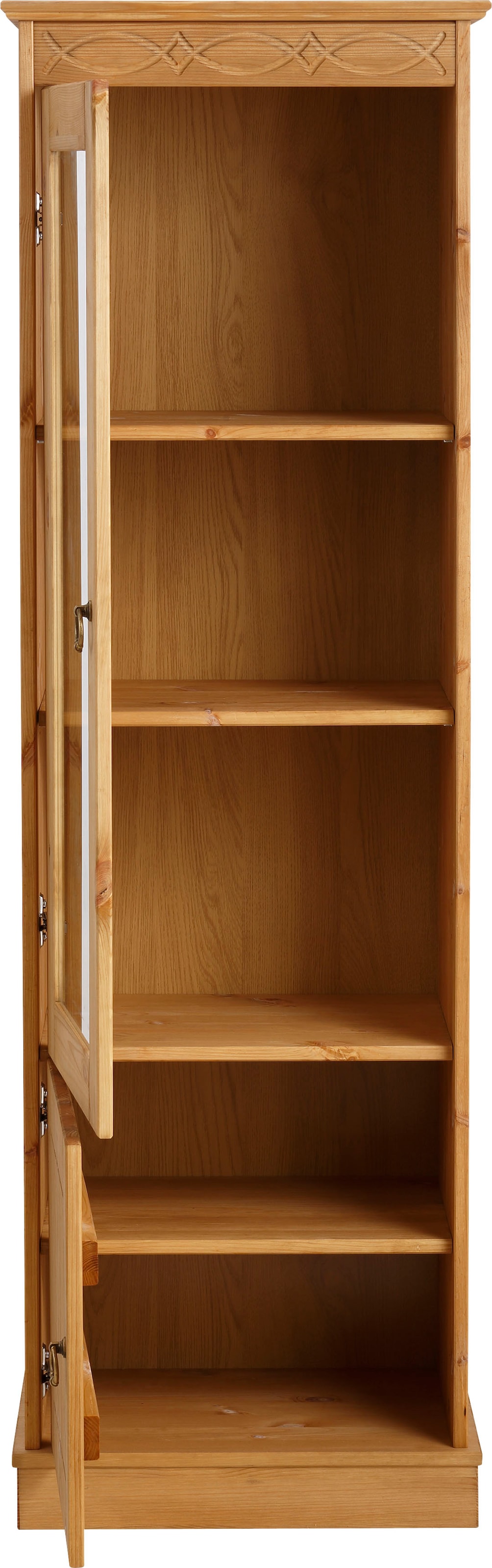 Home affaire Vitrine »Indra« aus massiver Kiefer, FSC®, 2trg., Höhe 145 cm, dezentes Ornament