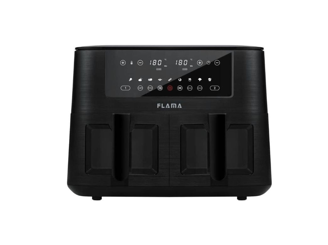 FRITADEIRA SEM ÓLEO AIR FRYER FLAMA 698FL PRETA 2 CUBAS 8L
