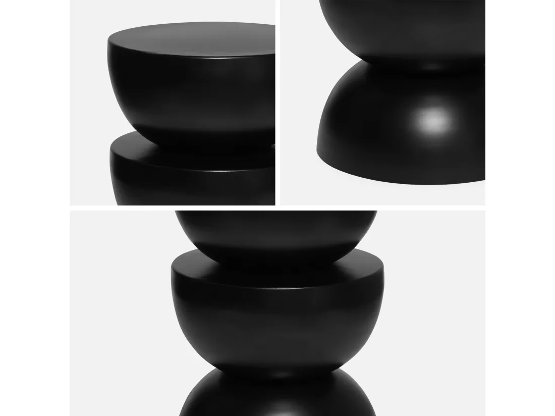 Table d'appoint. bout de canapé. table de chevet en métal. noir. Coumba. Ø32 x H 46.5cm