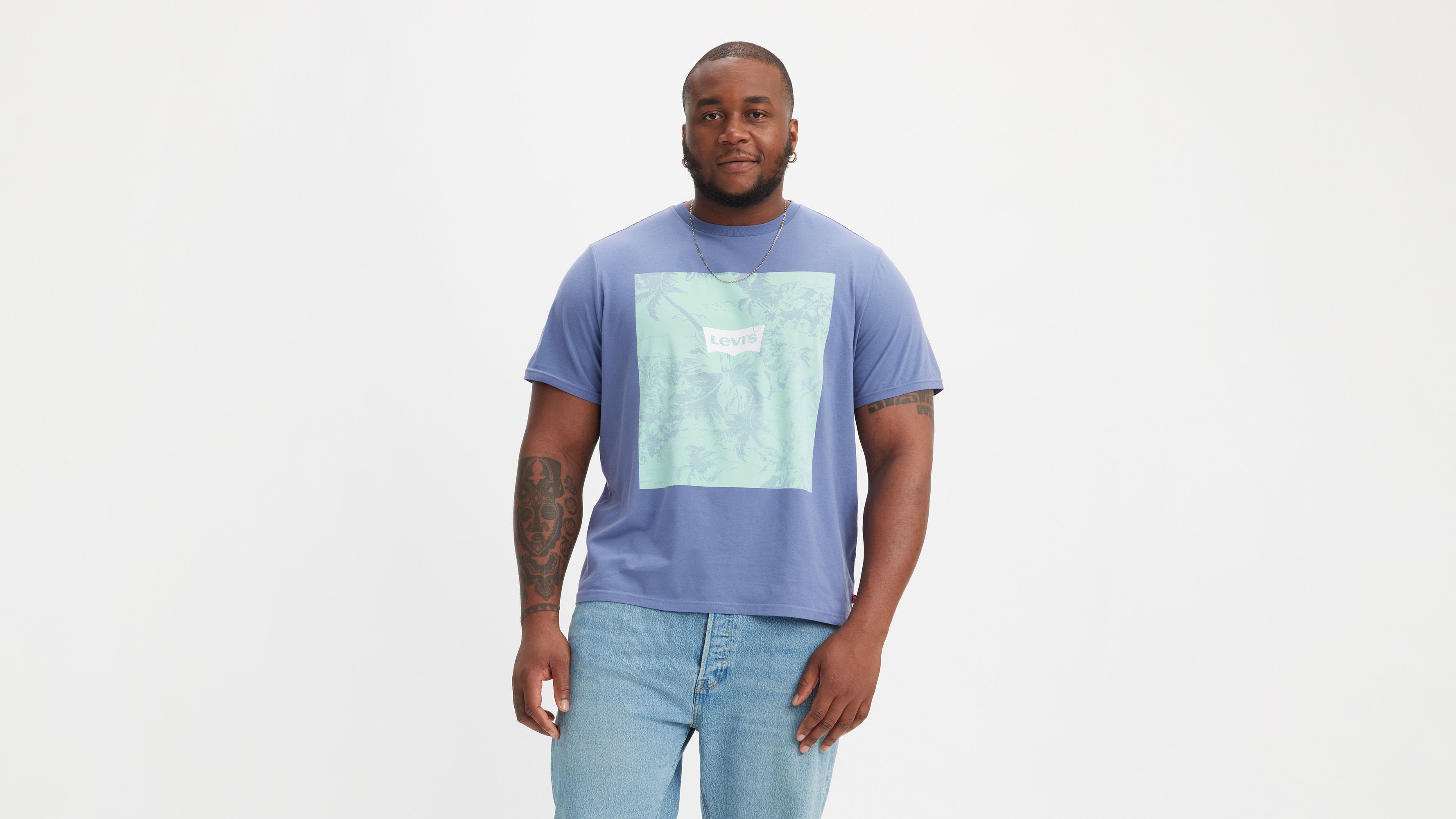 T-shirt graphique (grandes tailles) - Plus Tropic Batwing Coastal Fjord - Bleu
