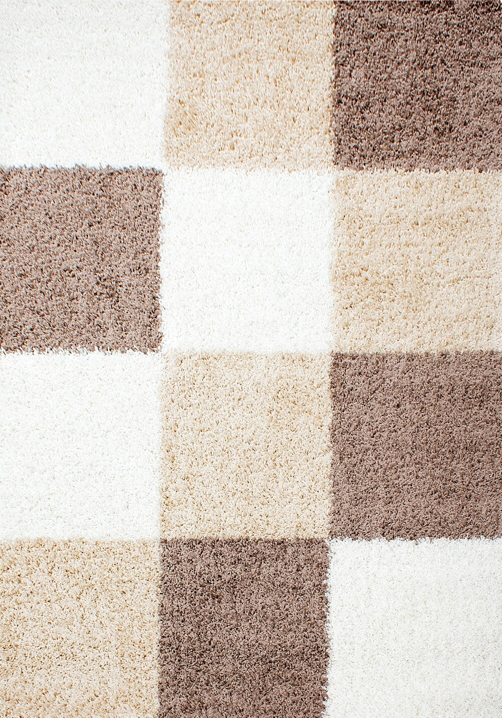 Stilvoller Hochflor-Teppich mit zeitgemäßem Karo-Muster, Shaggy-Teppich