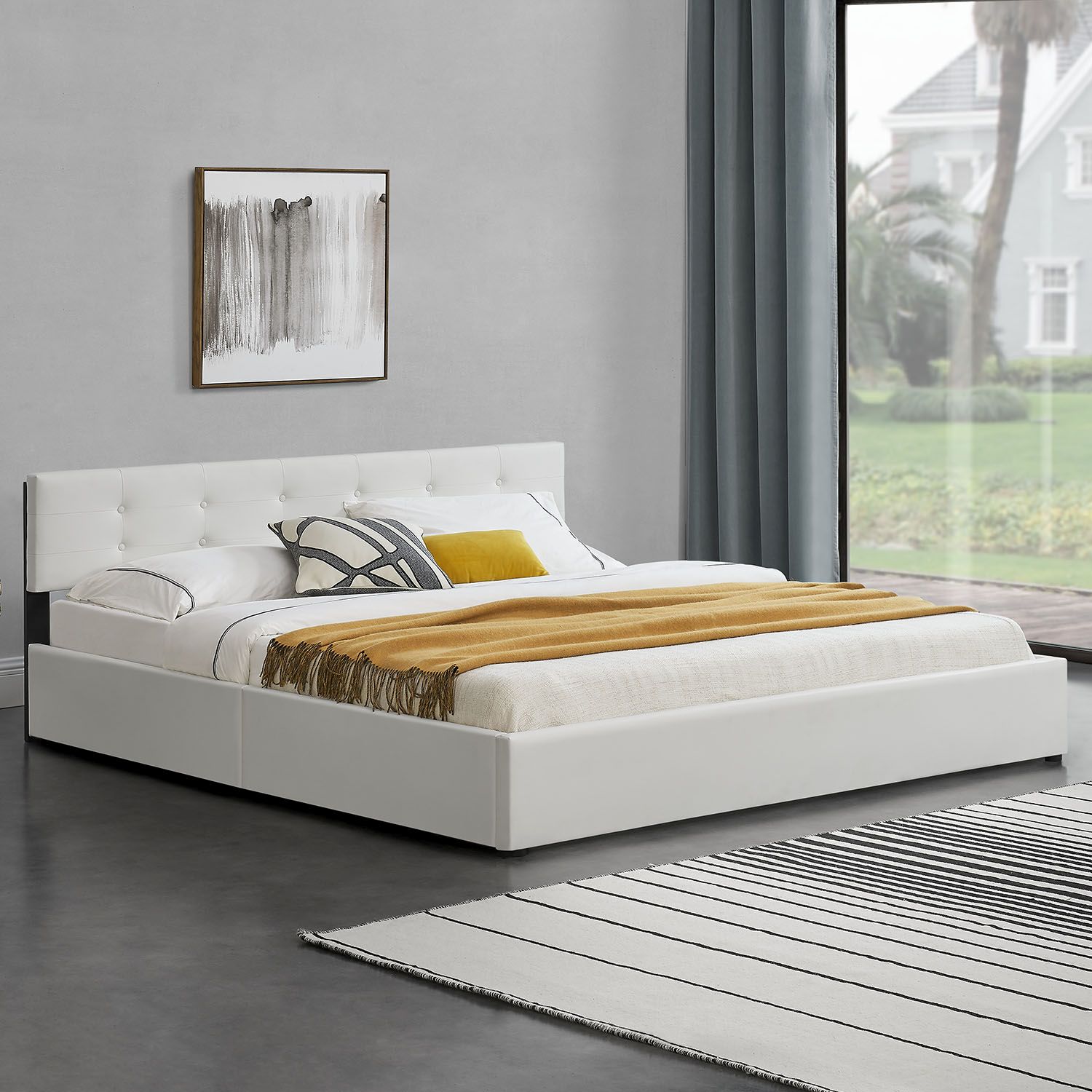 Juskys Polsterbett Marbella 180x200 cm weiß - Bett mit Matratze, Bettkasten & Lattenrost