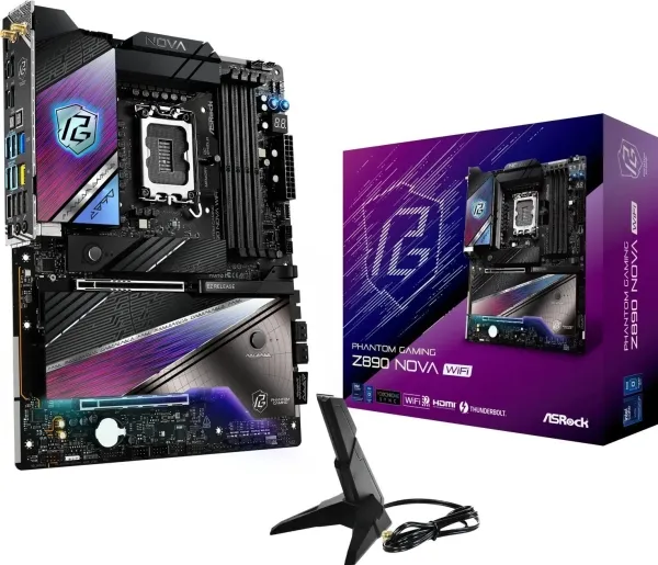 ASRock Phantom Gaming Z890 NOVA WIFI - Bundkort - ATX - LGA1851 sokkel - Z890 Chipset - USB4, USB-C 3.2 Gen 2x2, USB 3.2 Gen 2, USB 3.2 Gen 1 - 5 Gigabit Ethernet, Wi-Fi 7, Bluetooth - onboard grafik (CPU påkrævet) - HD Audio (8-kanaler)