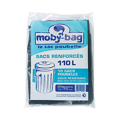 10 sacs poubelle renforcés noirs 110L