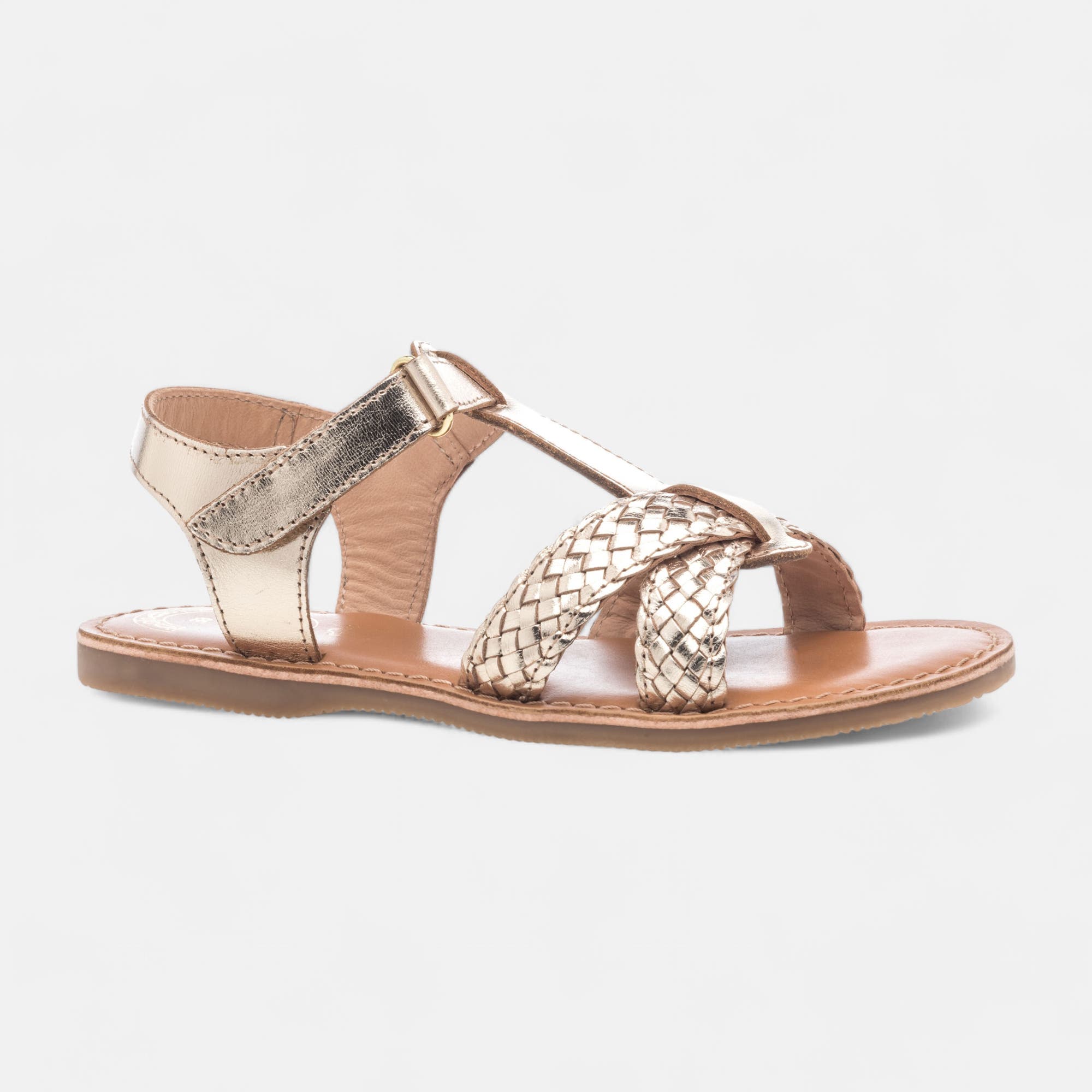 Nu-pieds Fille en cuir or