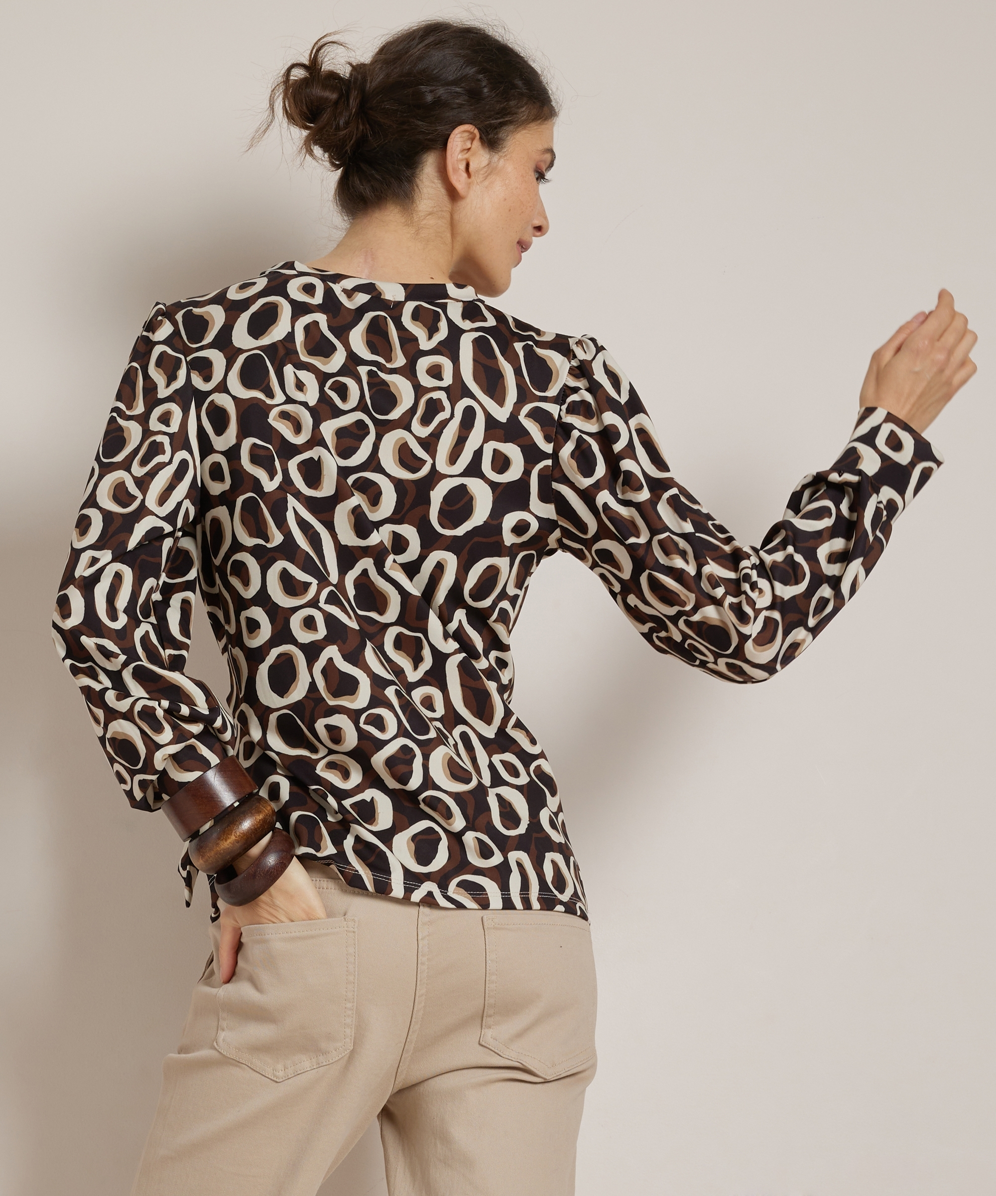 strik top met all-over print