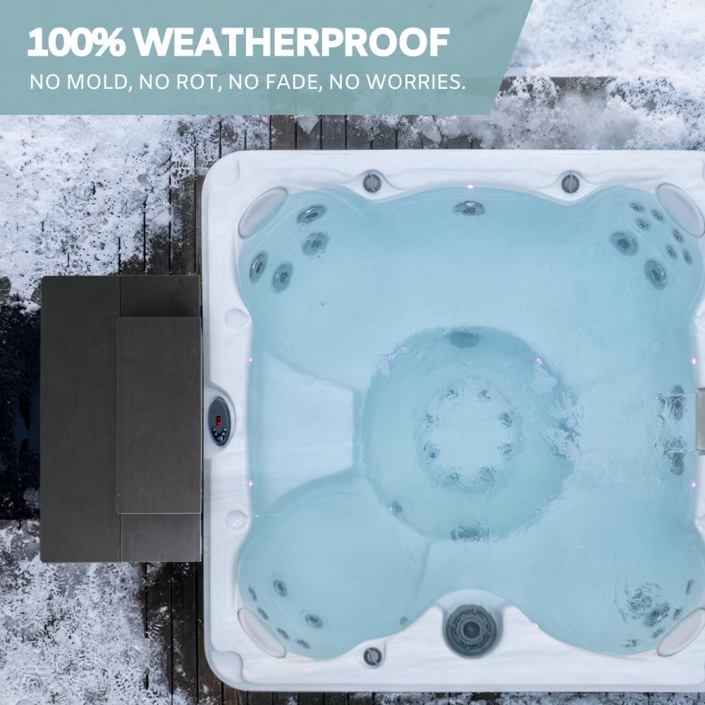Robuste Whirlpool-Stufen mit Stauraum – wasserdicht, rutschfest und wartungsfrei – große Tragkraft von 317,5 kg – Zugang mit mehreren Winkeln – ideal für Spa-Stufen, Whirlpool-Treppen – graue