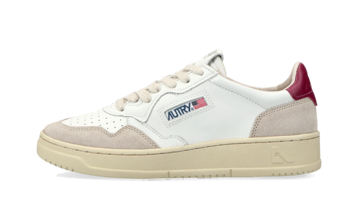Autry Medalist Leather Suede Low White Burgundy