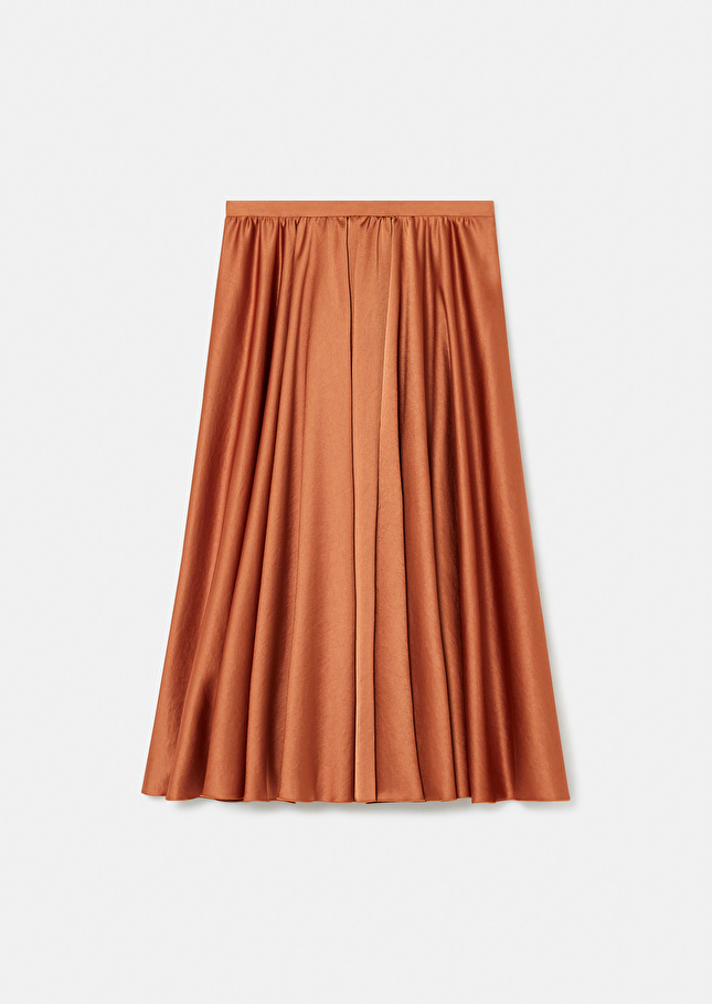 Jupe Jolandamarron en satin fluide