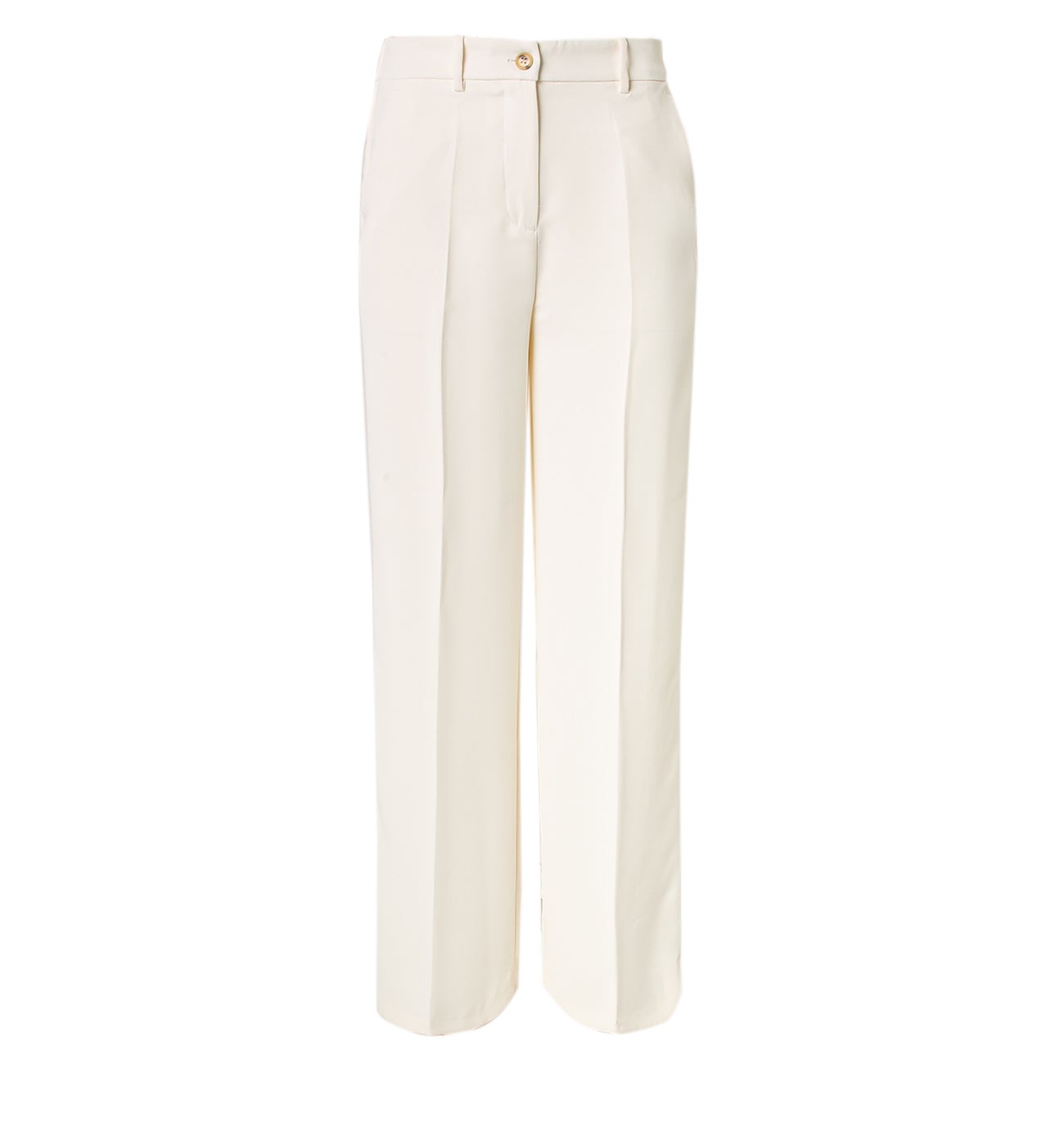 Pantalon large taille haute - Ecru