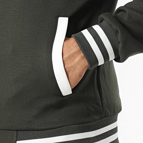 Ensemble Veste Boutonnée Et Pantalon Cargo Vert Kaki