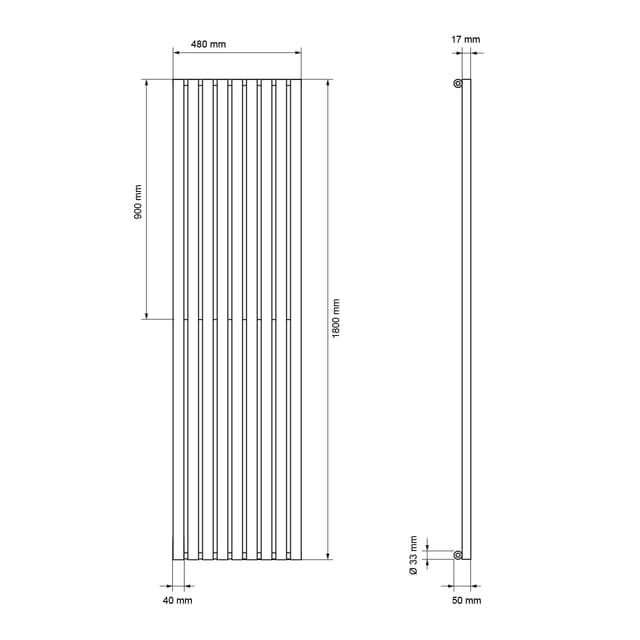 480x1800 mm STELLA designradiatorer panelradiatorer Køler WHITE