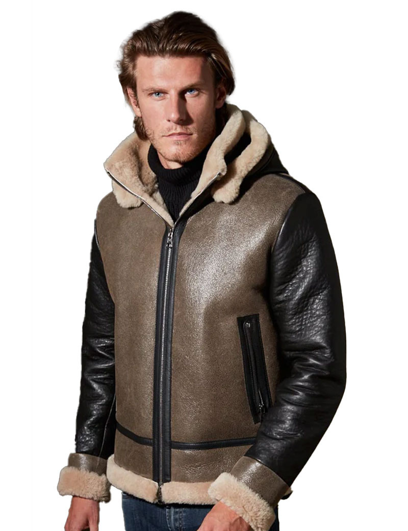 VENTCOUVERT BOMBARDIER À CAPUCHE HOMME MERINO AMAZONE CAMEL