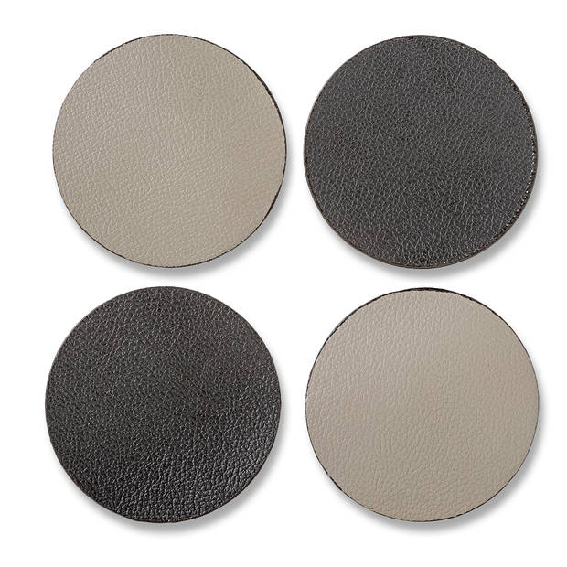 Blokker zwart/grijze onderzetters - set van 4 - ø9 cm