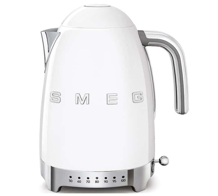 Bouilloire SMEG KLF04WHEU Blanc - température réglable + Offre Cadeau