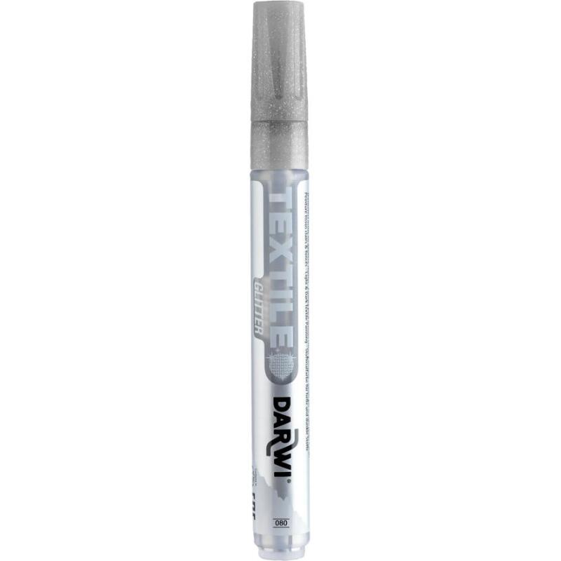 DARWI Marqueur Peinture Textile Pailletée Pointe Conique Fine 2mm - Argent