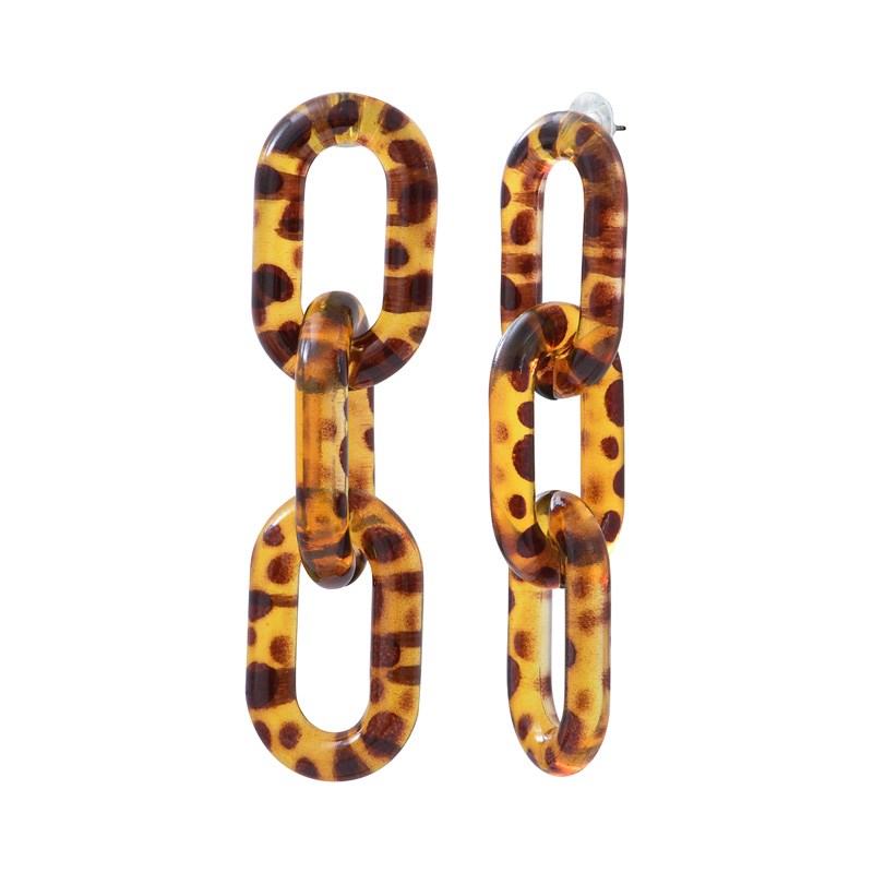 Boucles d'oreilles pendantes mailles motifs léopard