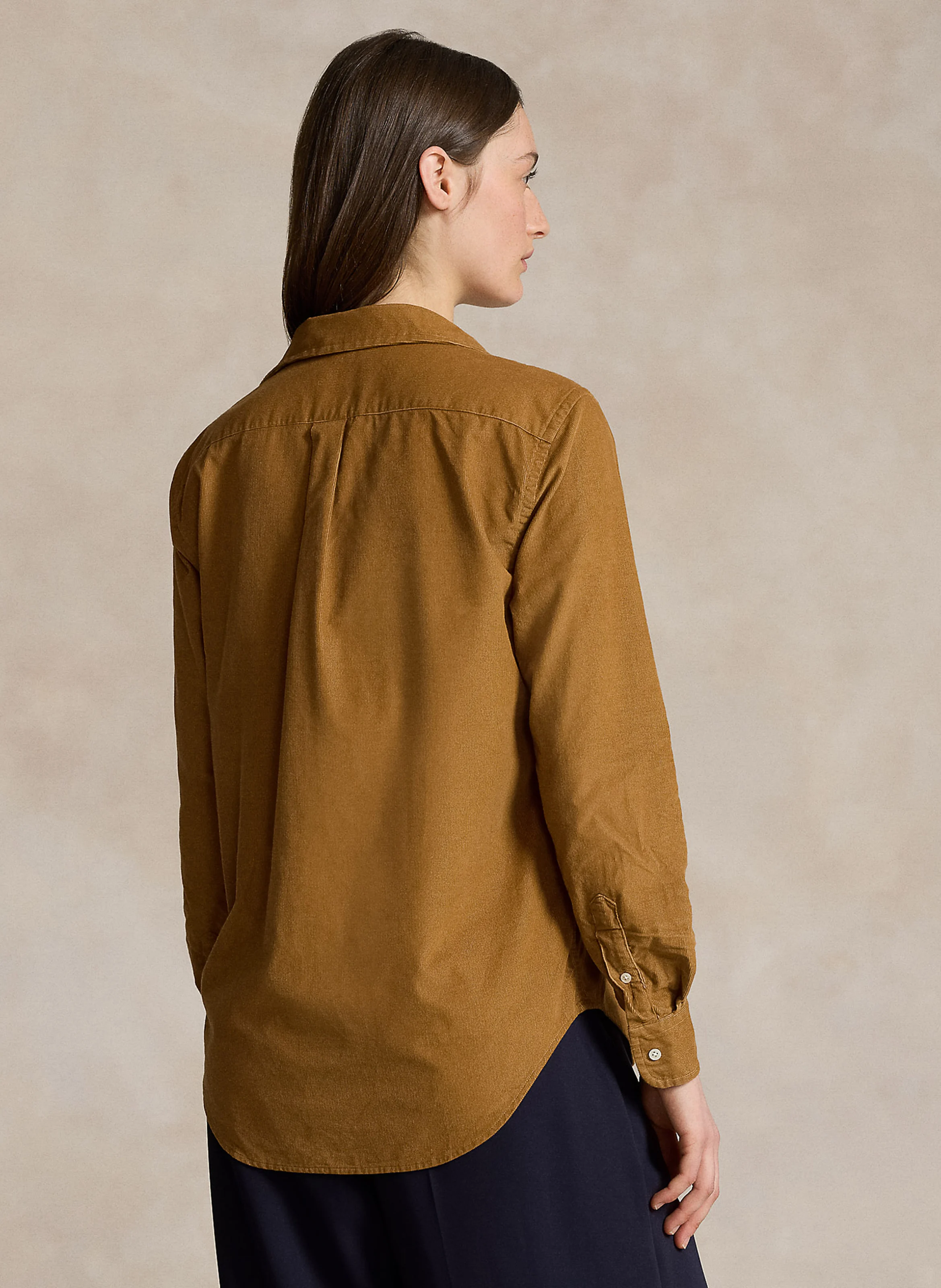 Chemise droite velours côtelé en coton | Beige