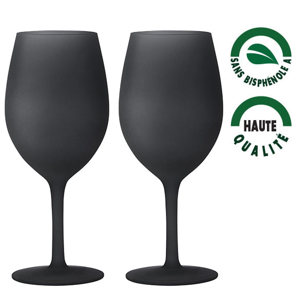 Lot de 2 verres à vin Satin noir Polycarbonate 60 cl