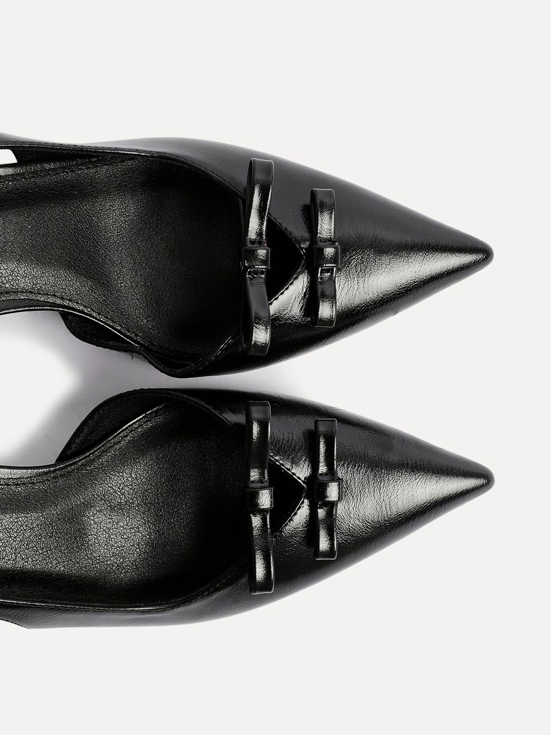Zwart - Linzi Aysha Court Heels With Double Bow Detail