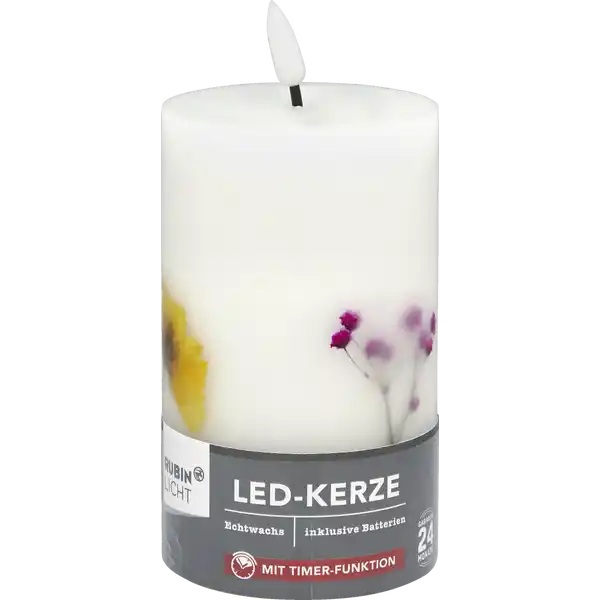 LED Kerze 3D Flamme Trockenblumen 12,5