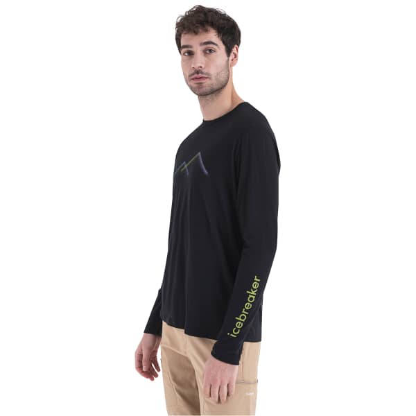T-shirt randonnée ICEBREAKER M MERINO 150 TECH LITE III LS TEE PEAK GLOW BLACK