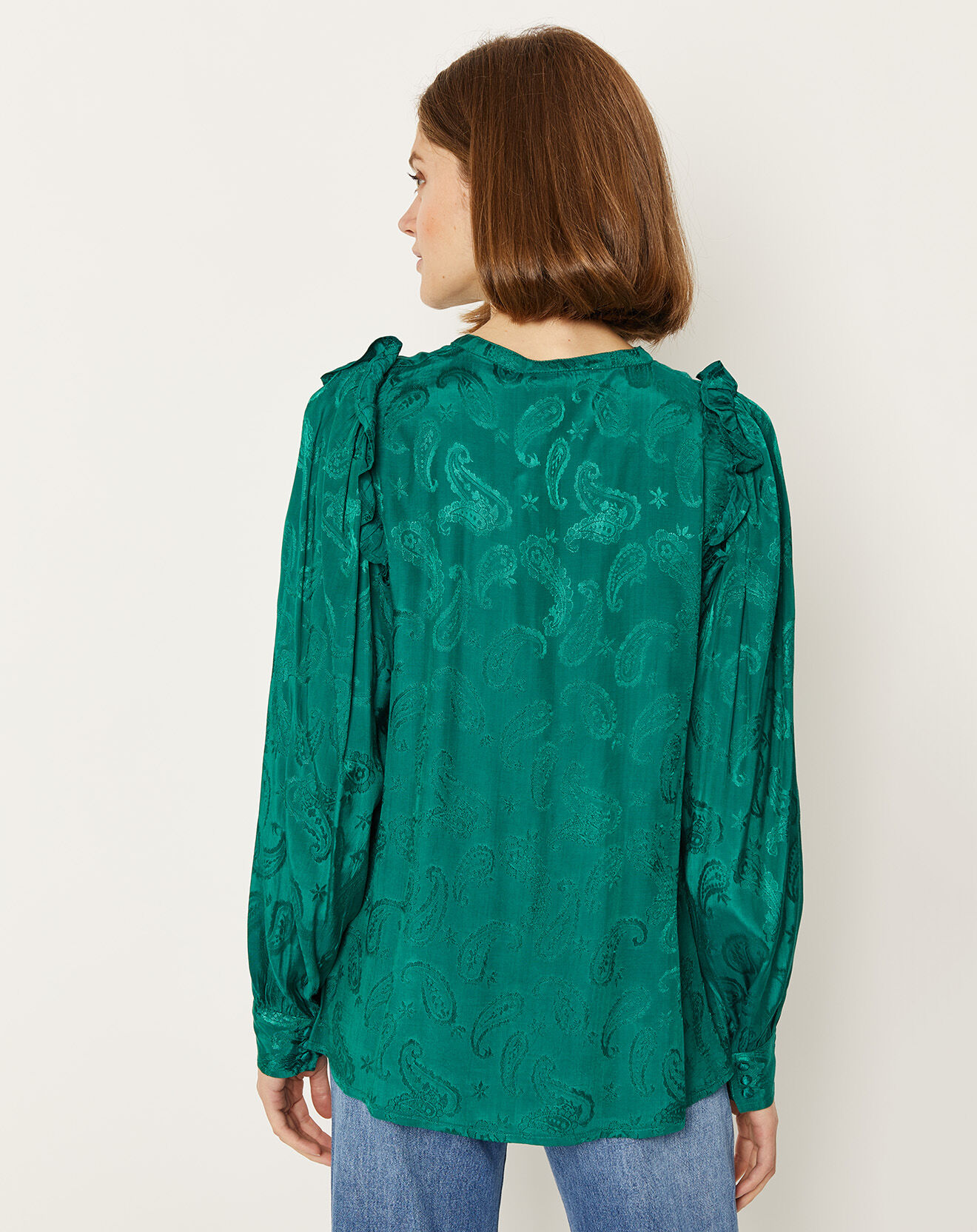 La Petite Etoile Chemise Izana motifs ton sur ton verte