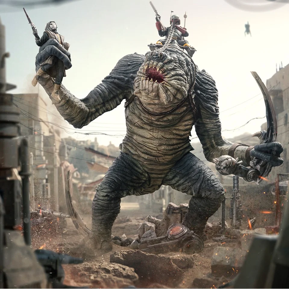 Star Wars - Boba Fett & Rancor Statue Demi Scale 1/20