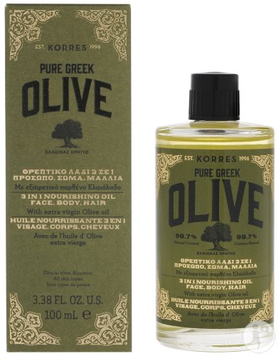 Korres KF Pure Greek Olive Huile Nourrissante 3en1 Visage-Corps-Cheveux Flacon 100ml