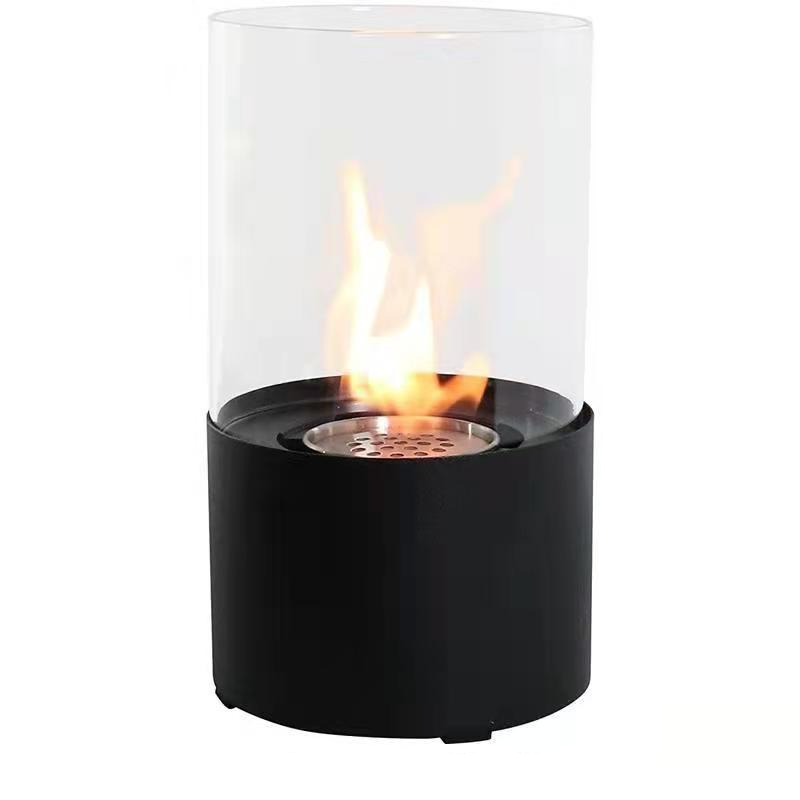 Deko Tisch Feuerstelle Zylinder Tischkamin - Schwarz