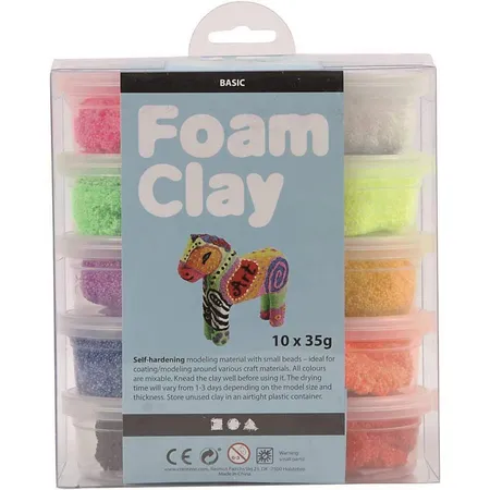 Creative Company Foam Clay Basicset, 10 Dosen Wolkenschleim je 35 g
