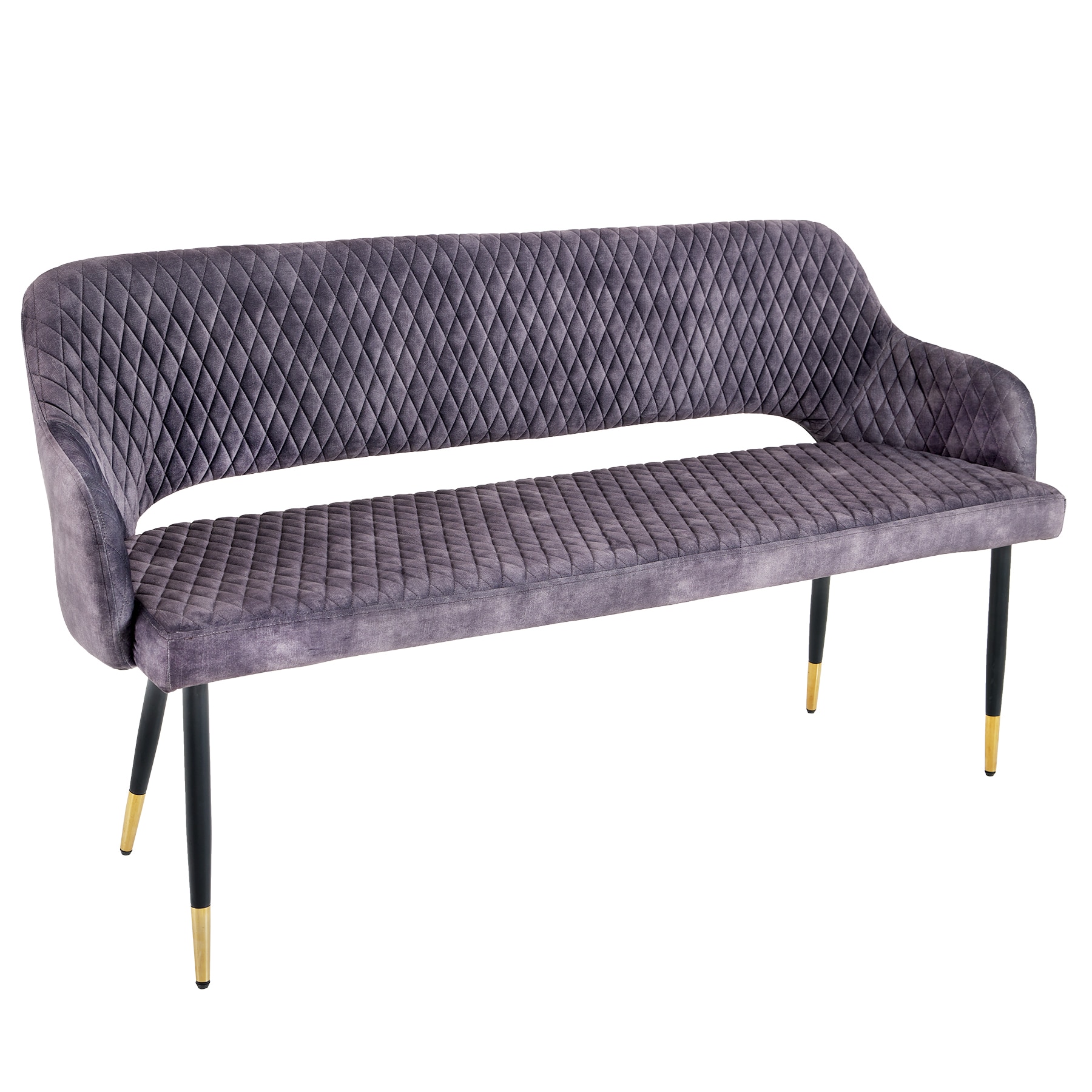 riess-ambiente Sitzbank PARIS - 160cm greige Samt Rückenlehne goldene Fußkappen Retro Metallbeine