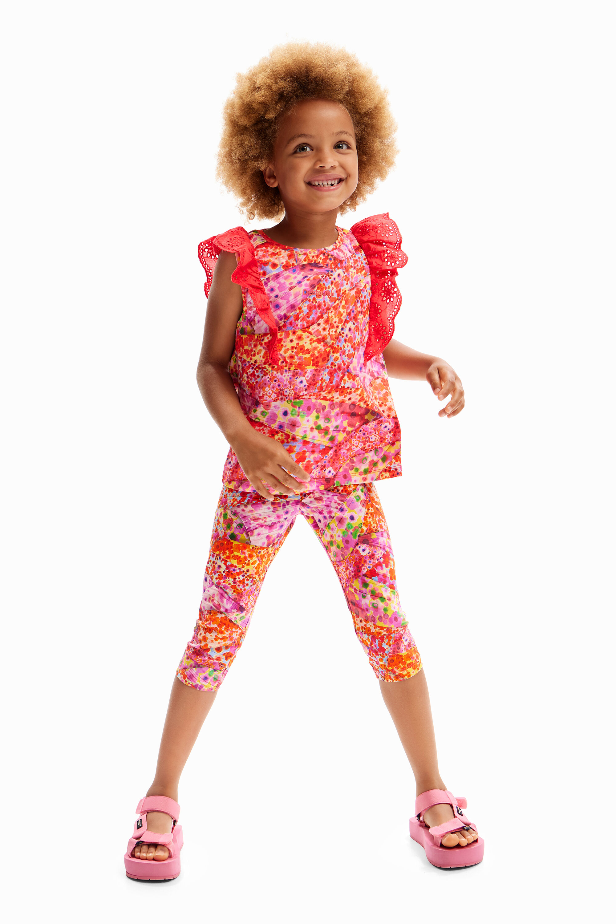 T-shirt fleurs volants
